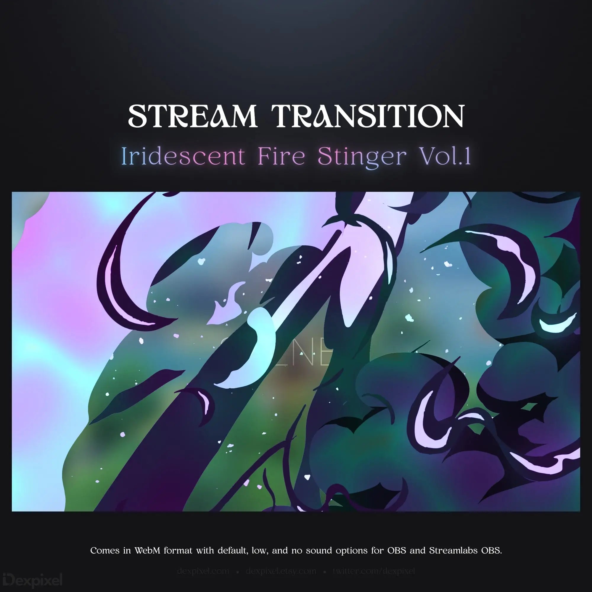 Iridescent stream transition.