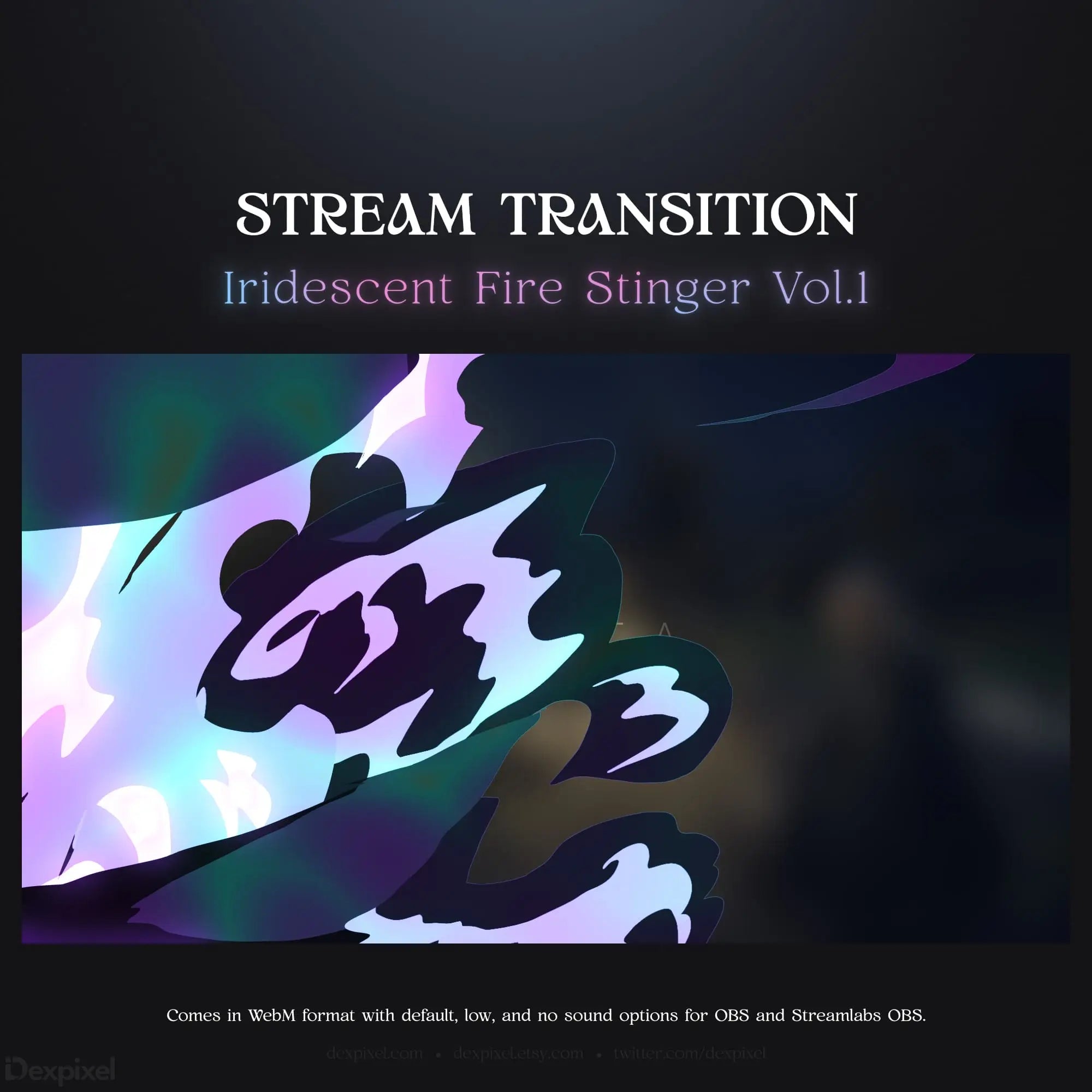 Iridescent fire stinger stream transition.
