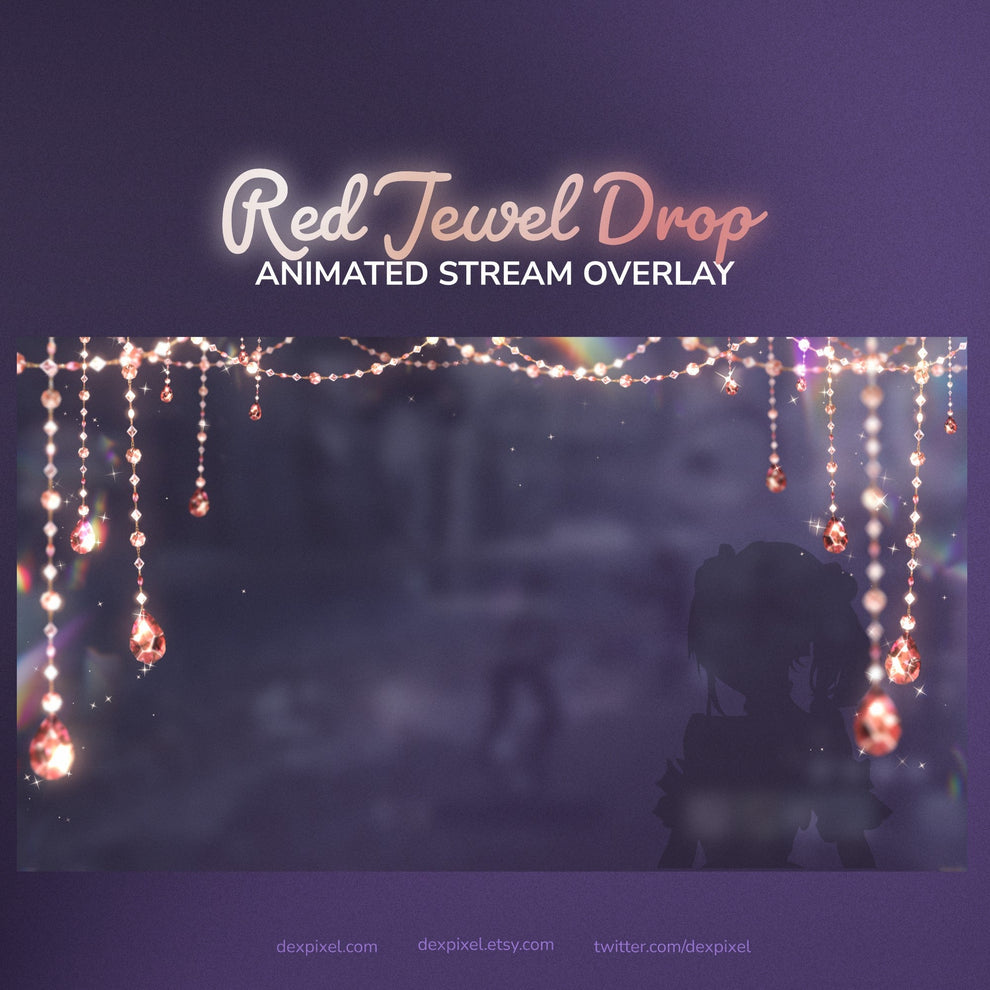 Jewel Drop Stream Overlay Vtuber Scenes Animated | Dexpixel