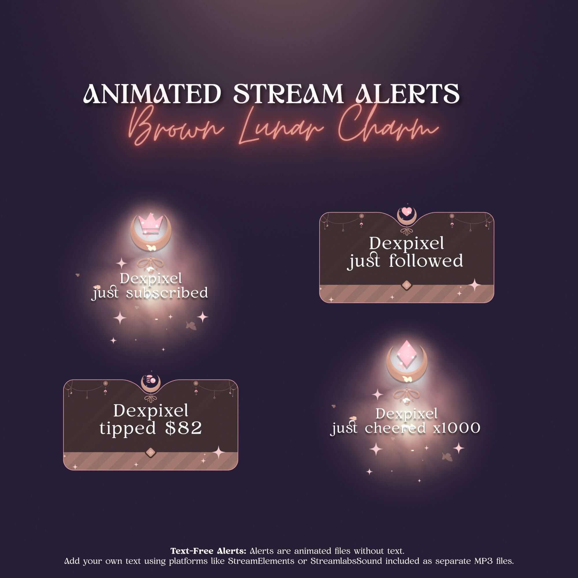 lunar charm animated stream alerts for twitch