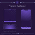Purple-tinted chat frame templates with decorative corner elements and glowing accents.