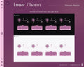 Stream panels design template with a purple lunar/celestial theme showing dark and light mode versions.