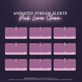 Set of 9 pink animated stream alert frames with a lunar charm theme.