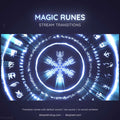 Glowing blue magical rune circle with mystical symbols and a snowflake-like pattern in the center.