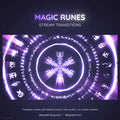 Glowing purple magical rune circle with mystical symbols and a snowflake-like pattern in the center.