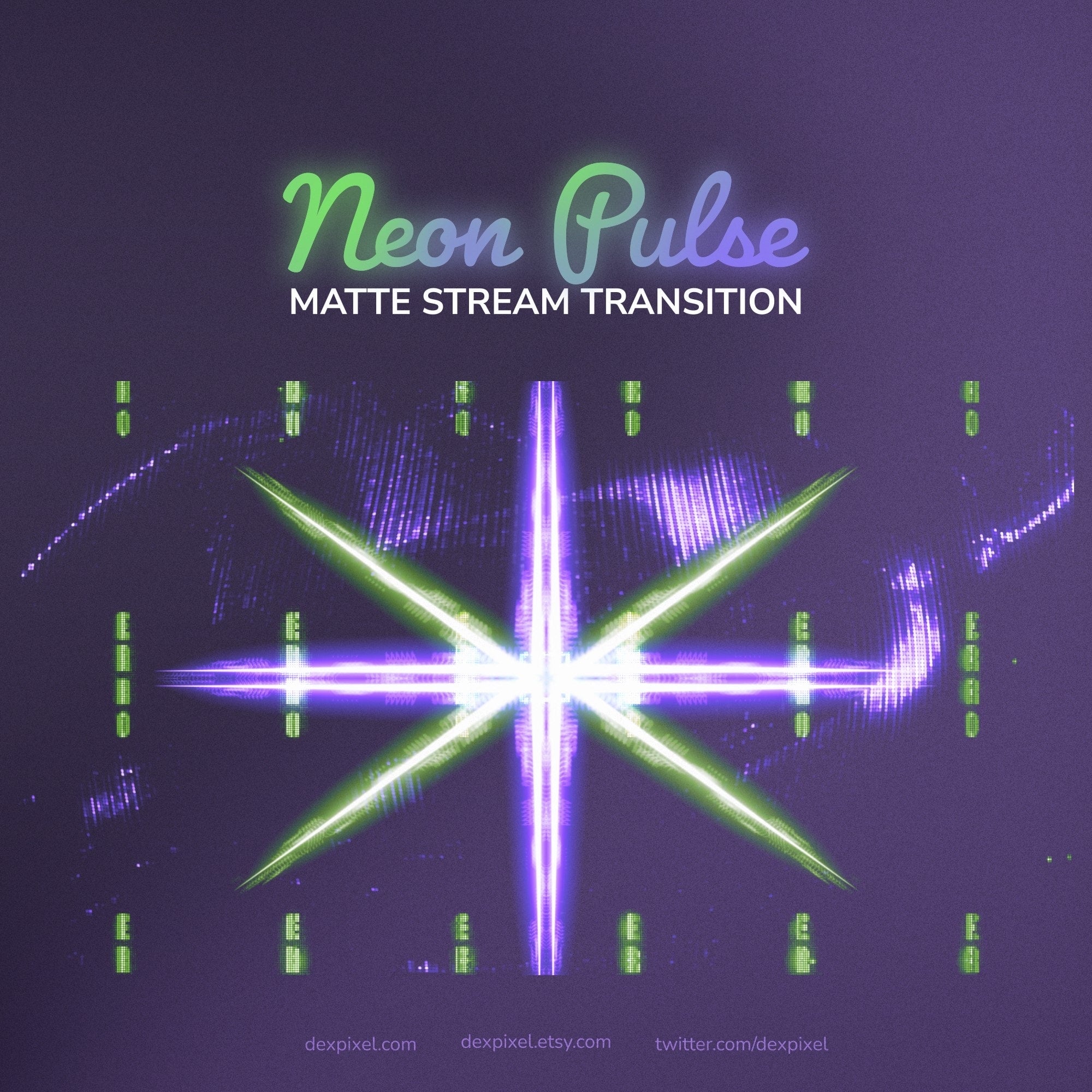 Neon Pulse Green Purple Stream Matte Transition | OBS Stinger