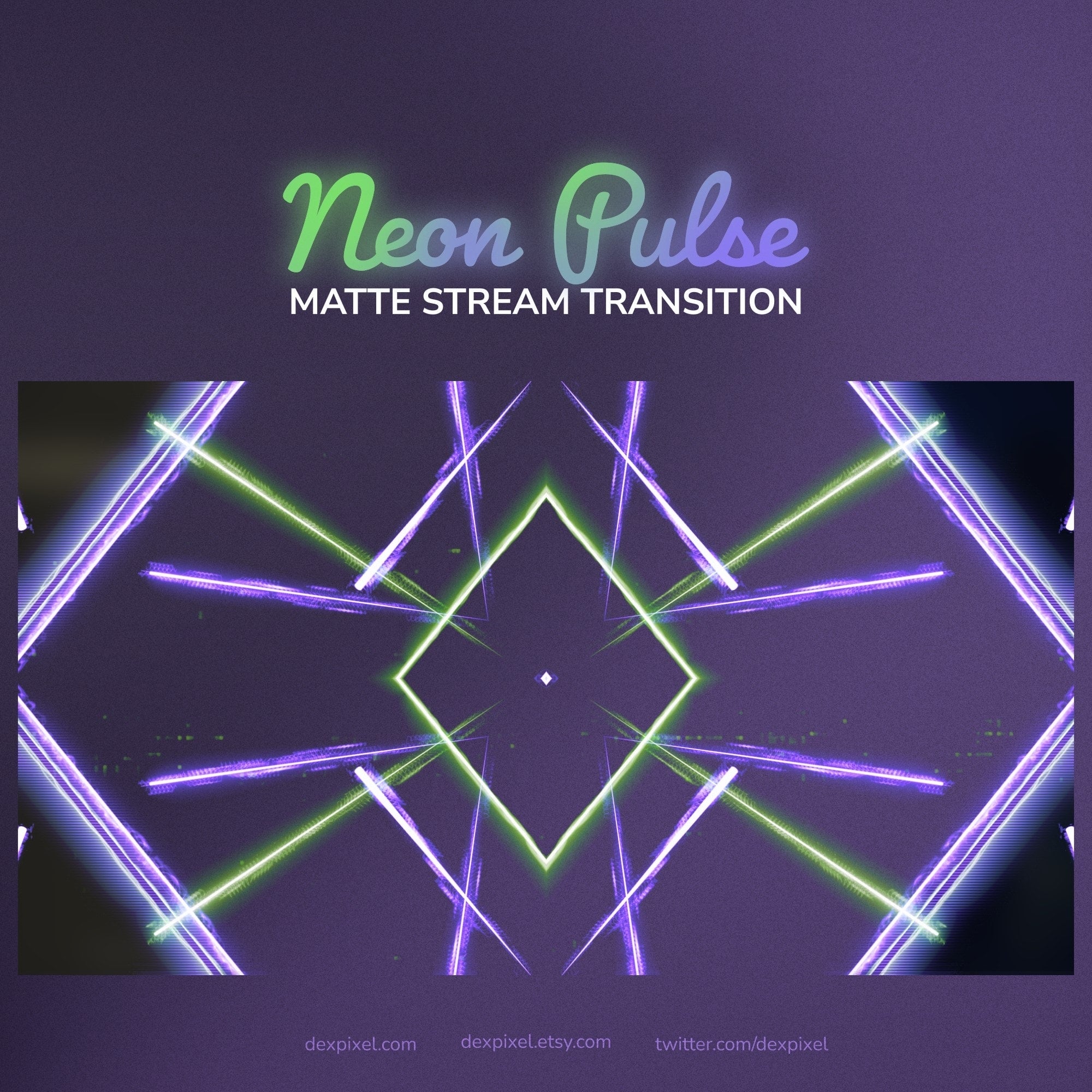 Neon Pulse Green Purple Stream Matte Transition | OBS Stinger