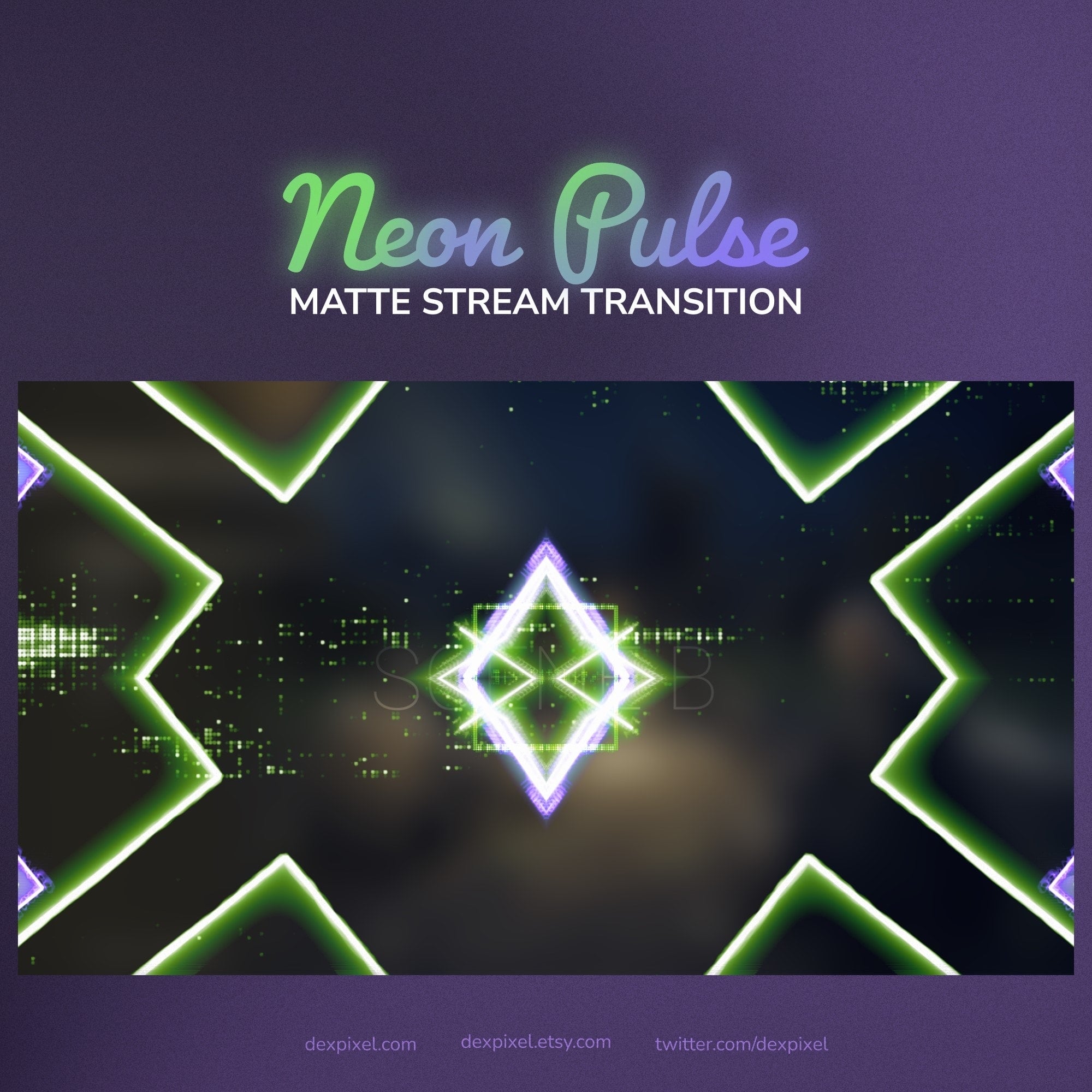 Neon Pulse Green Purple Stream Matte Transition | OBS Stinger
