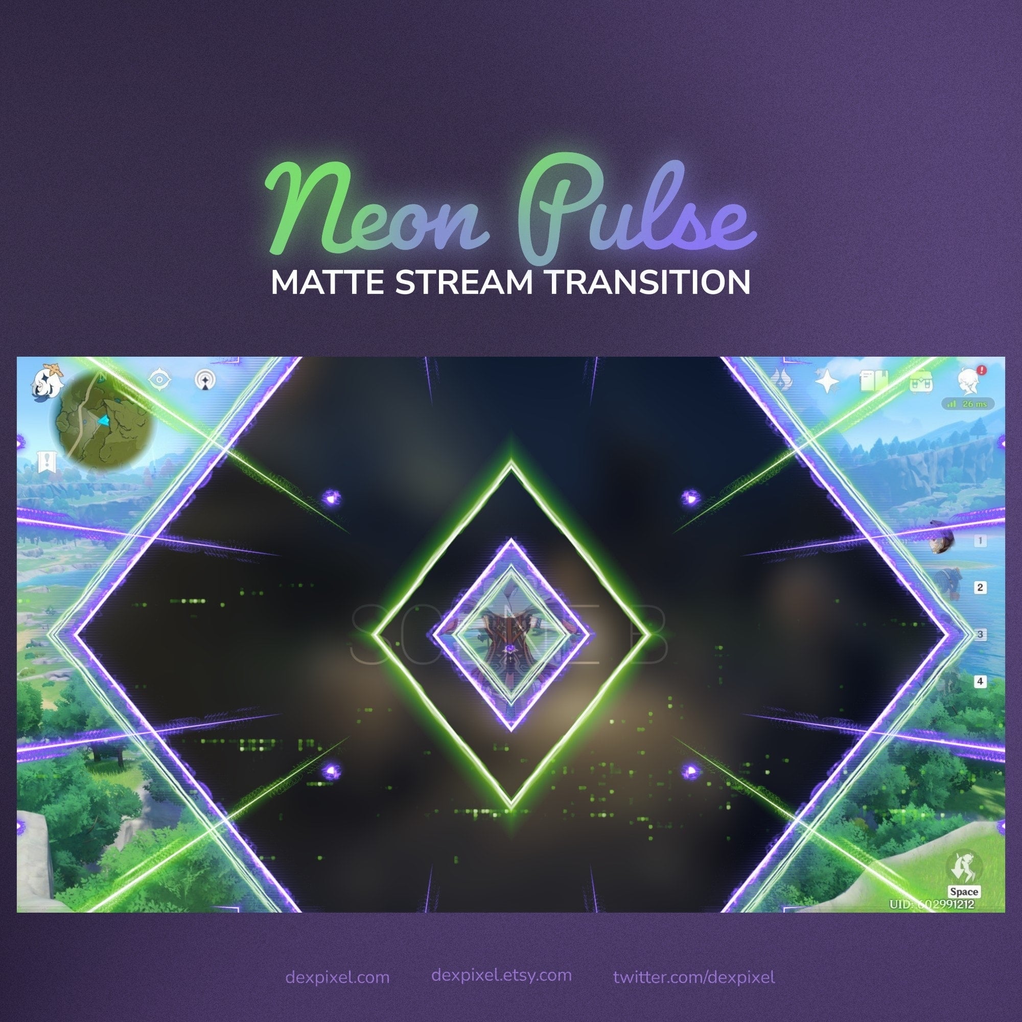 Neon Pulse Green Purple Stream Matte Transition | OBS Stinger
