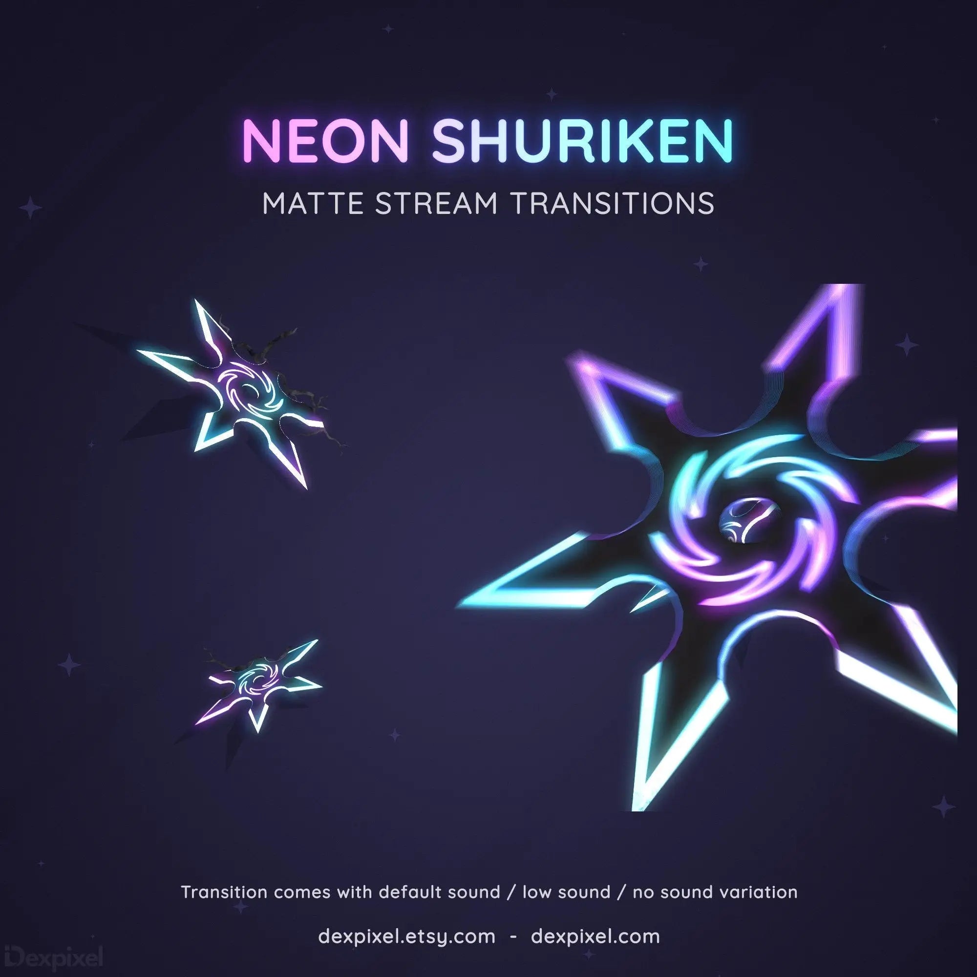 Neon Pink & Blue Shuriken OBS Matte Stream Transition | Dexpixel