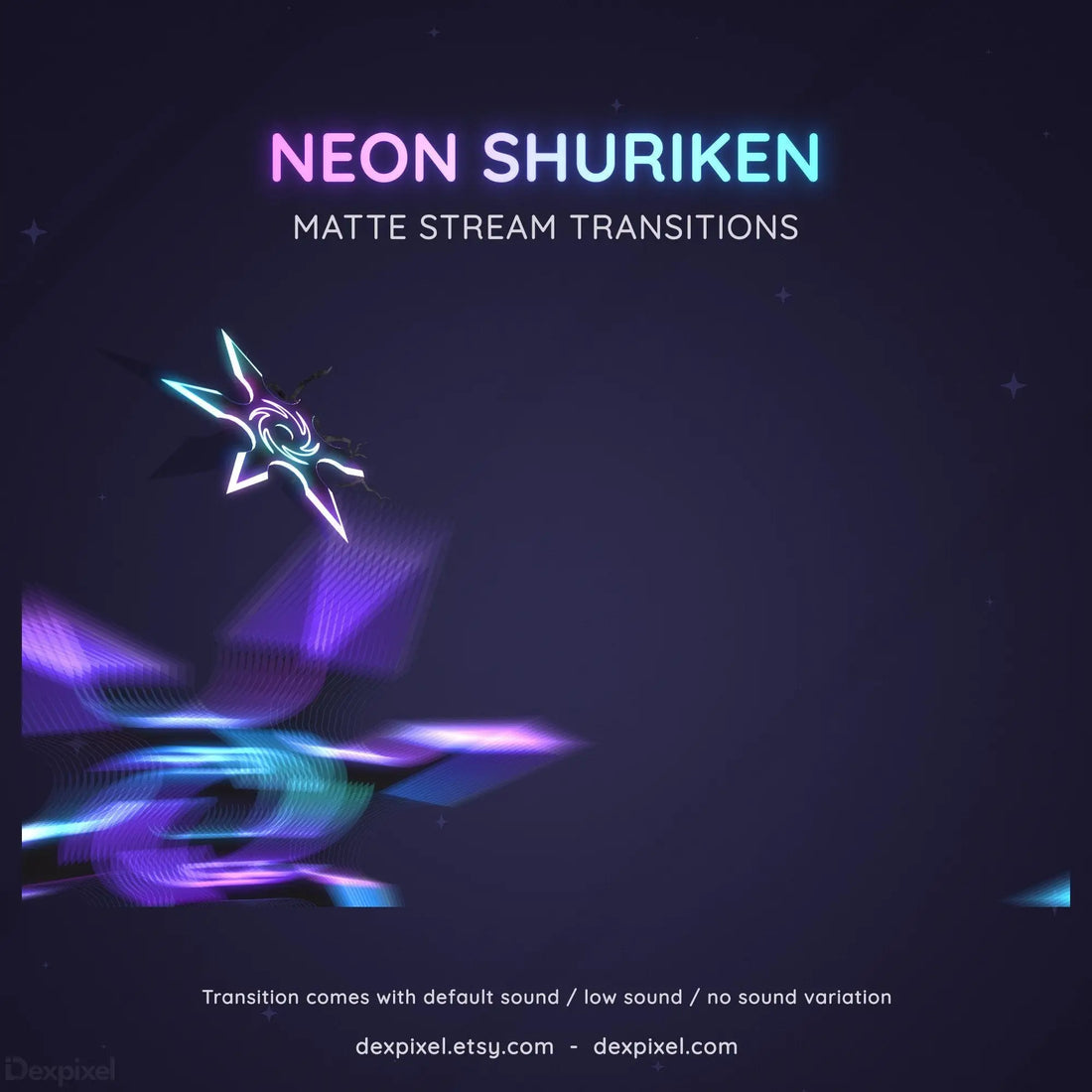 neon pink blue shuriken ninja matte stream transition
