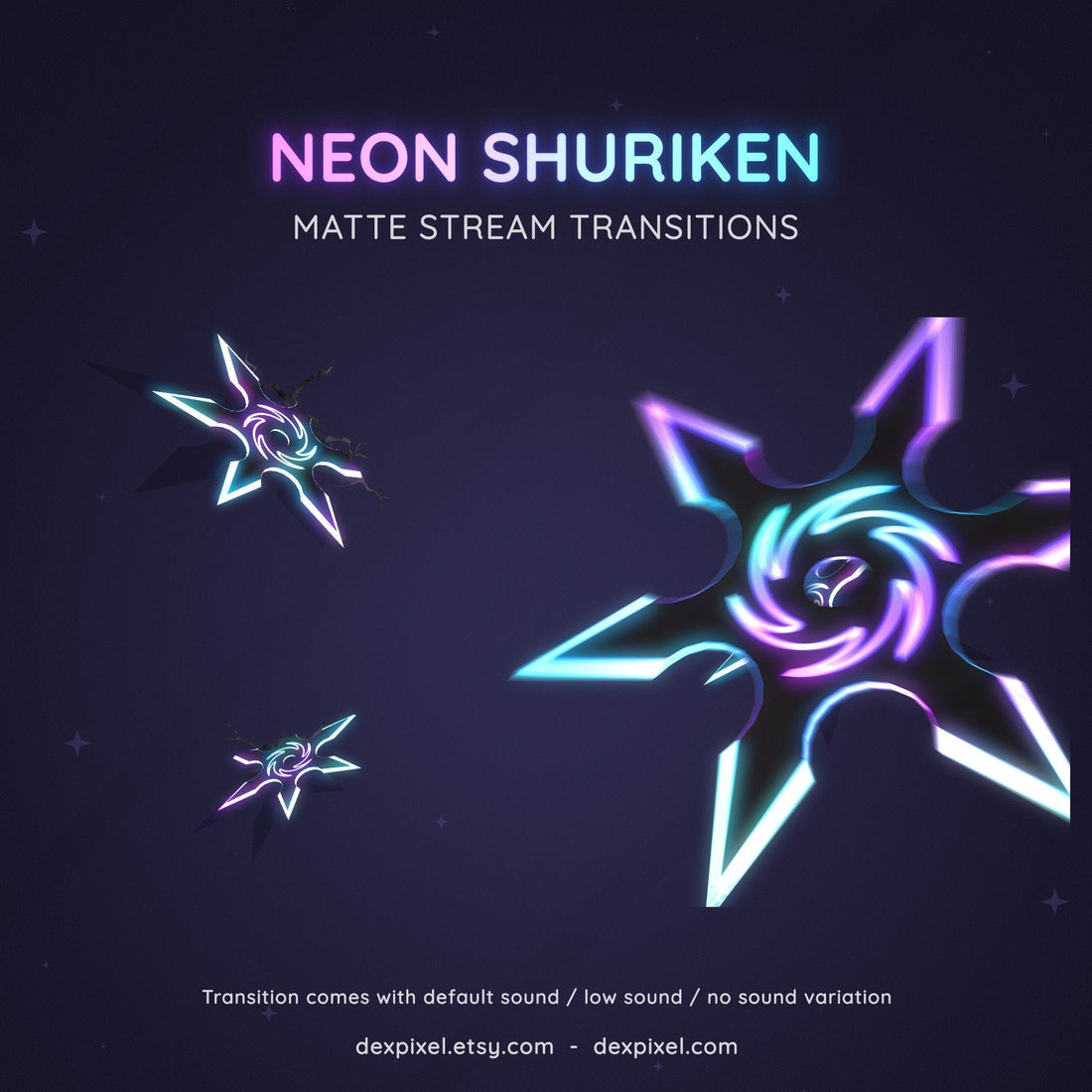 neon pink blue shuriken ninja matte stream transition
