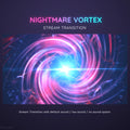 Swirling pink and blue vortex with glowing center and spiral motion effects.