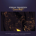 Stream transition screen with glowing orange sparks and embers effect.