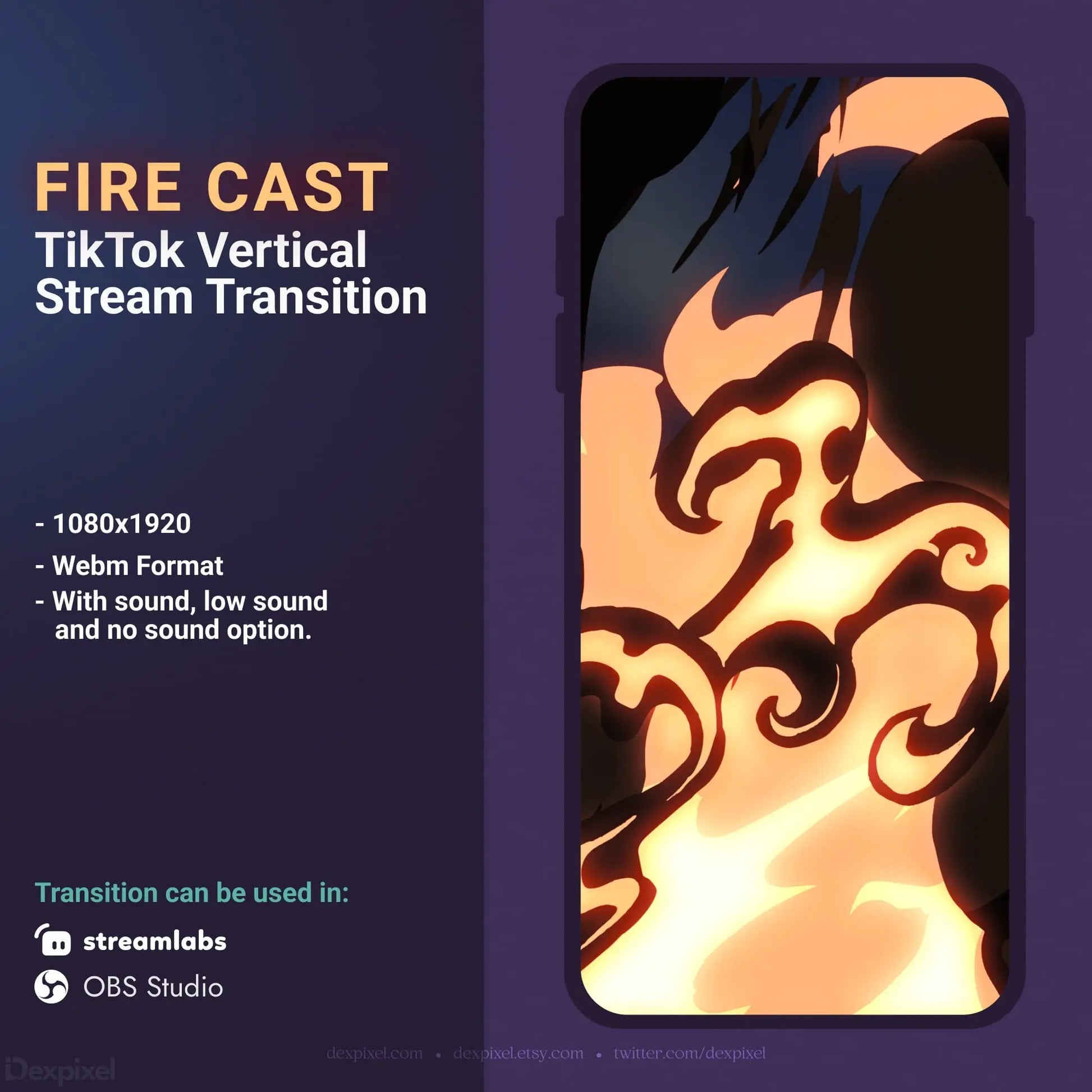 Fire-themed TikTok stream transition.