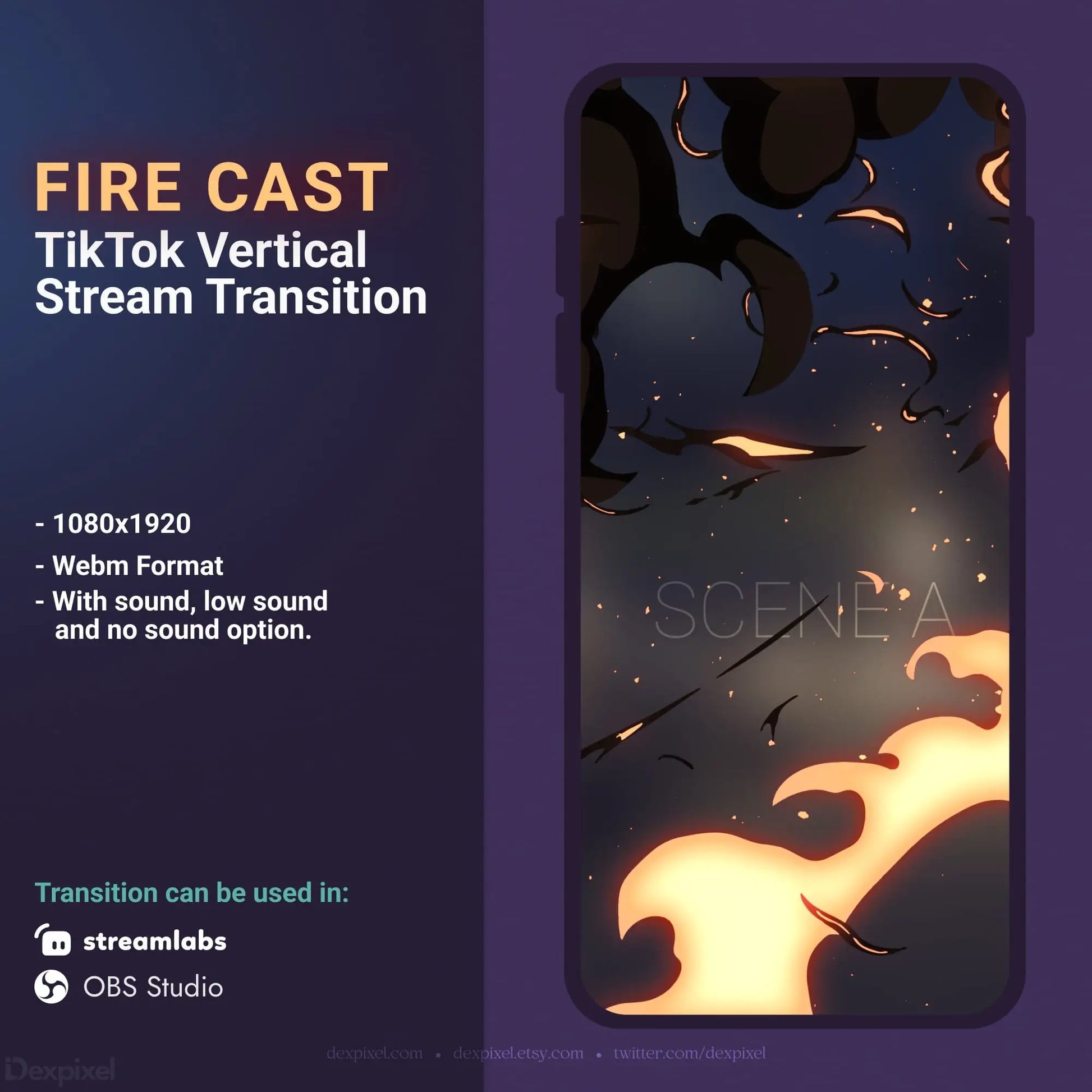 Fire-themed TikTok stream transition.