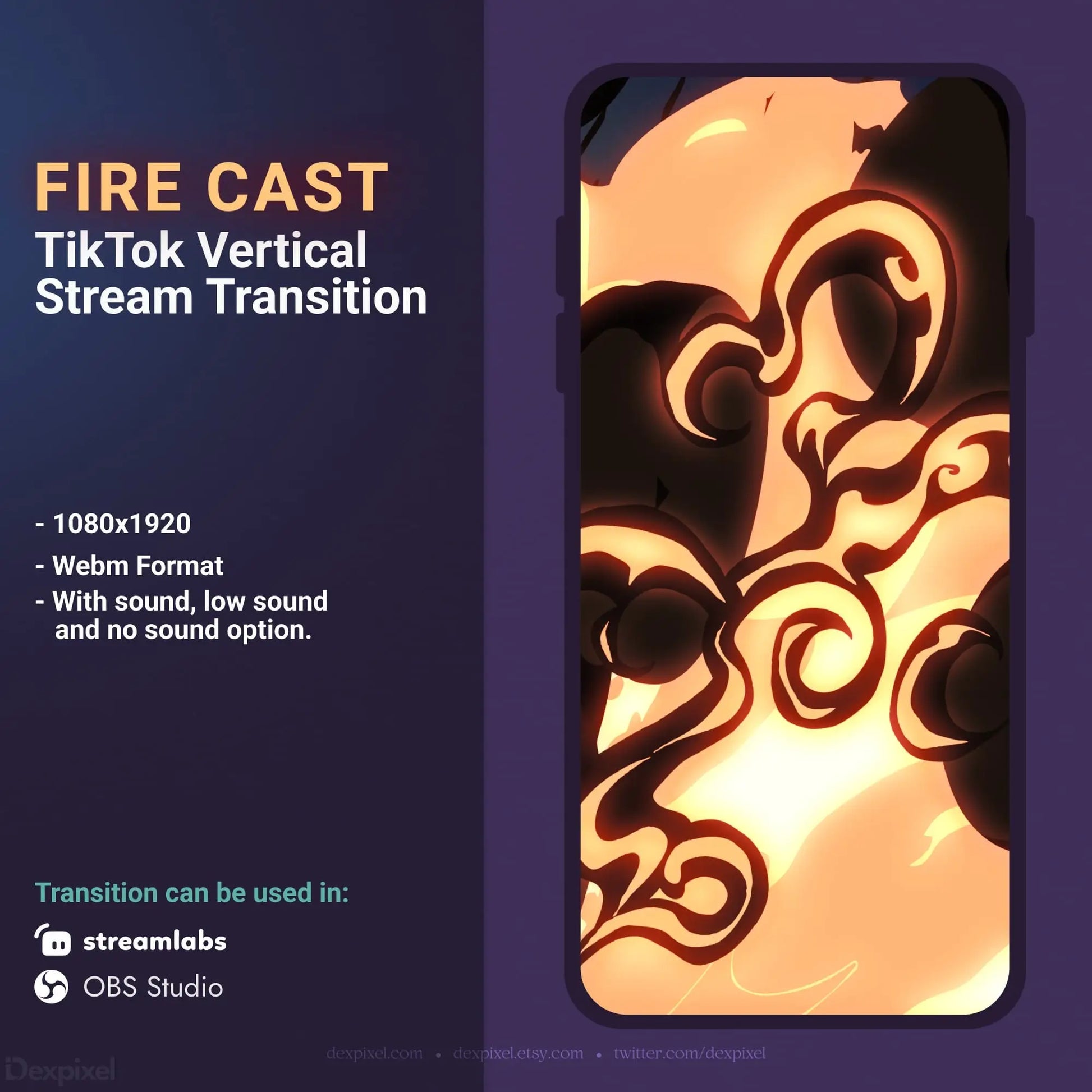 Fire-themed TikTok stream transition.