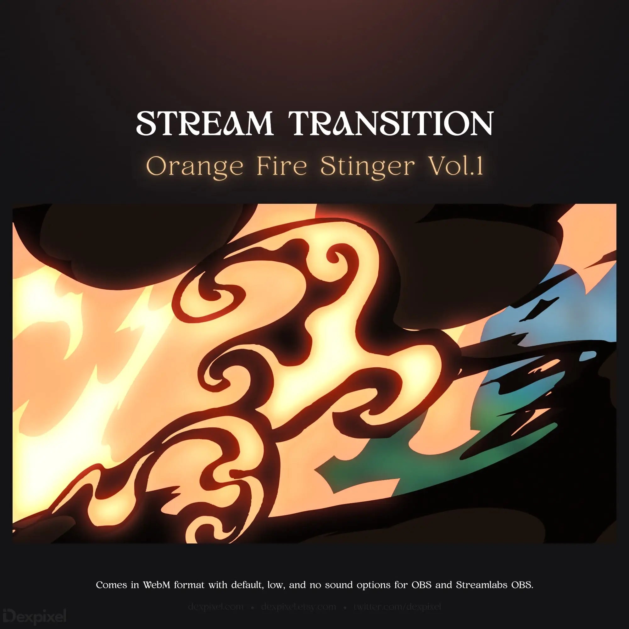 Orange fire stream transition.