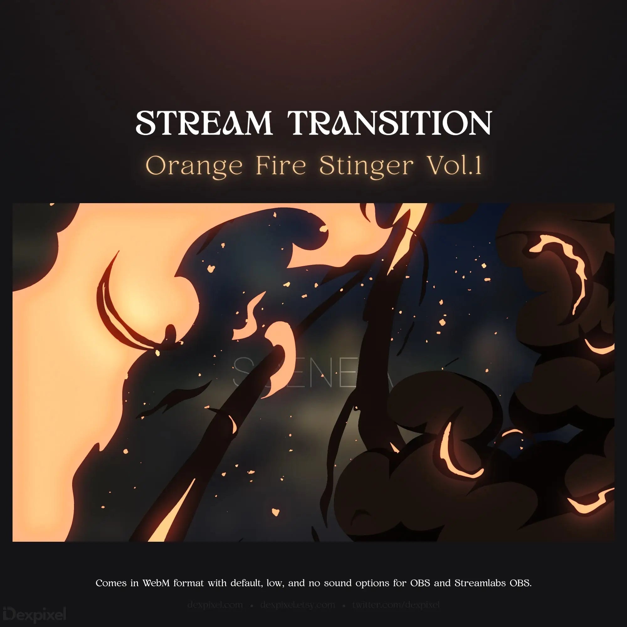 Orange fire stream transition.