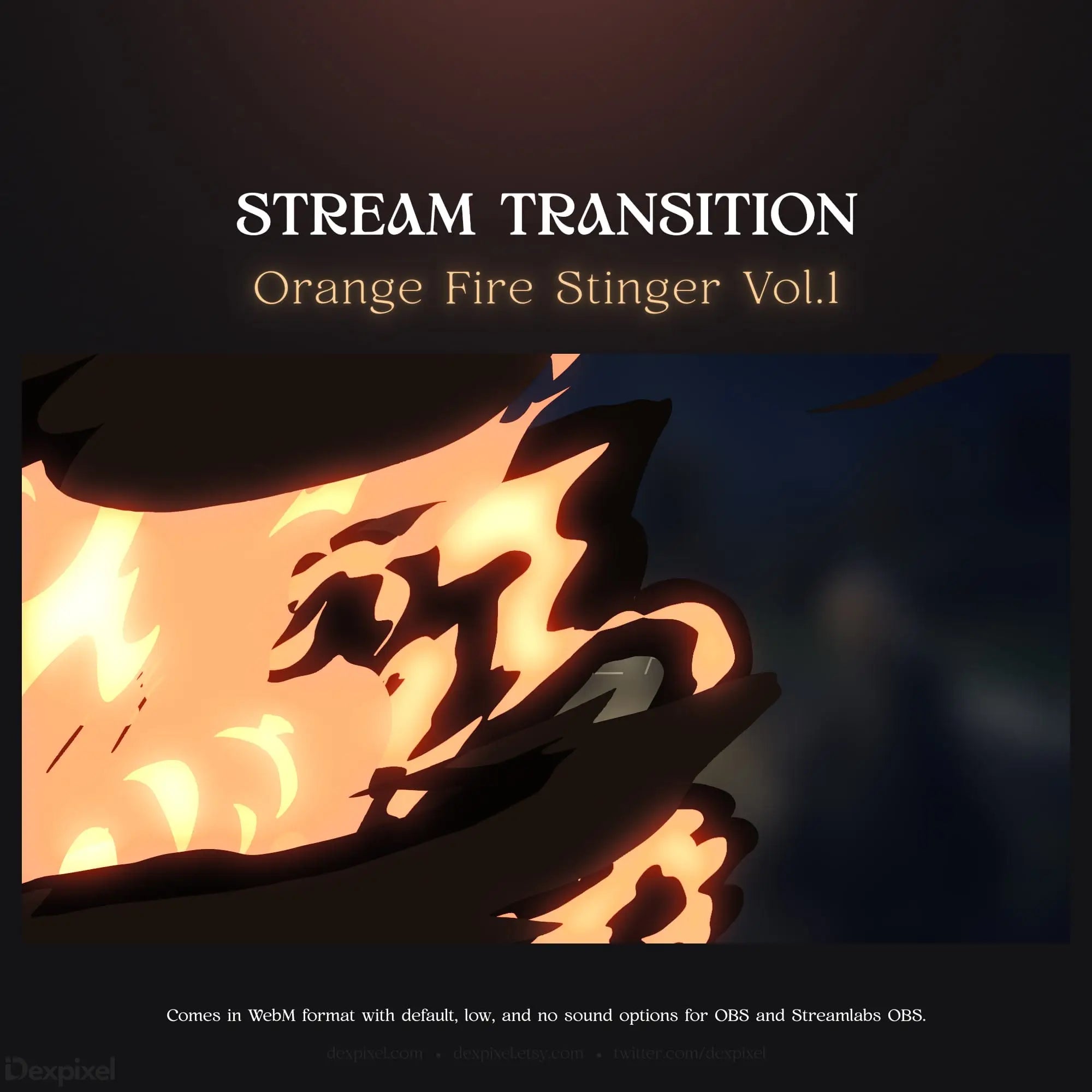 Orange fire stream transition.
