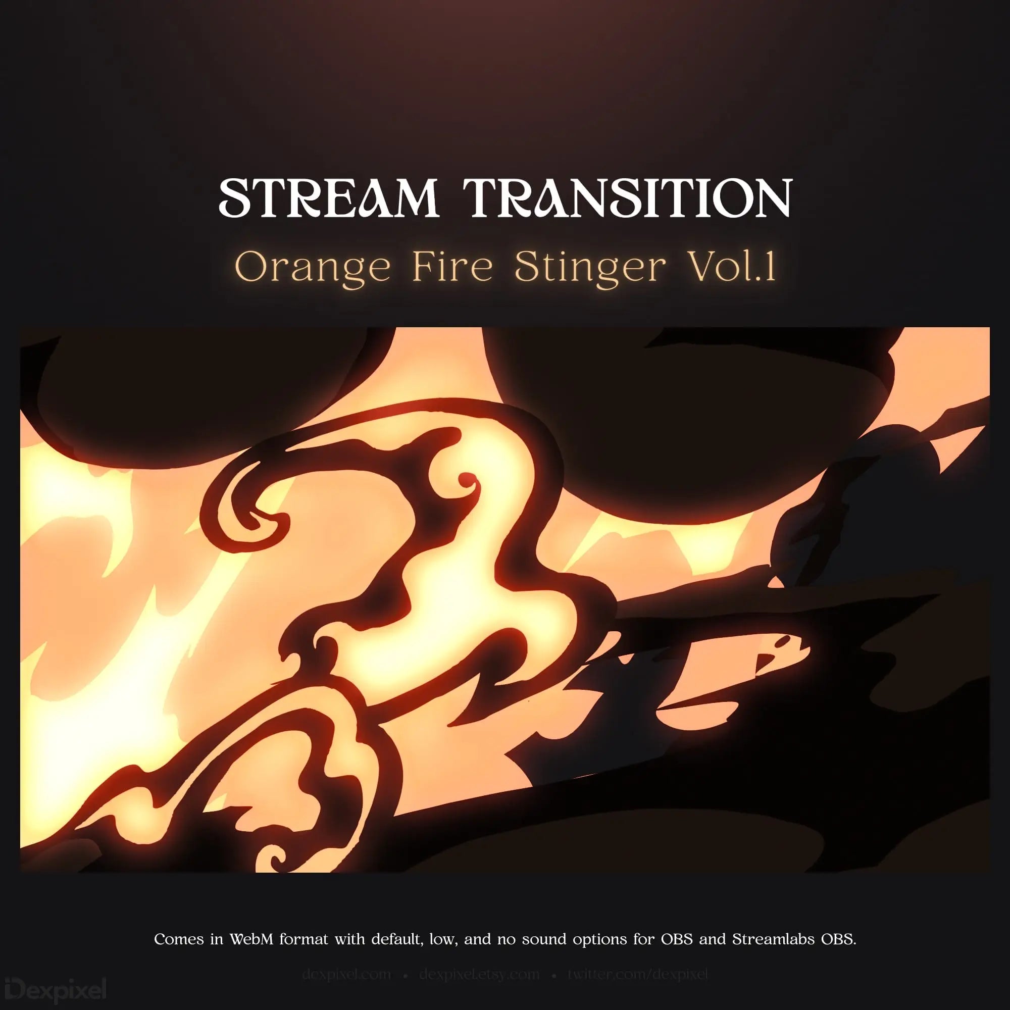 Orange fire stinger stream transition.