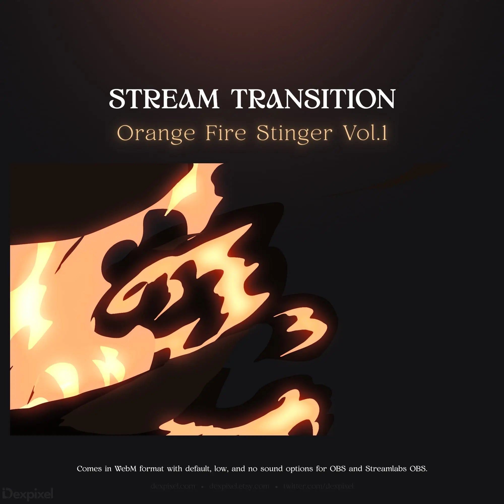 Orange fire stinger stream transition.