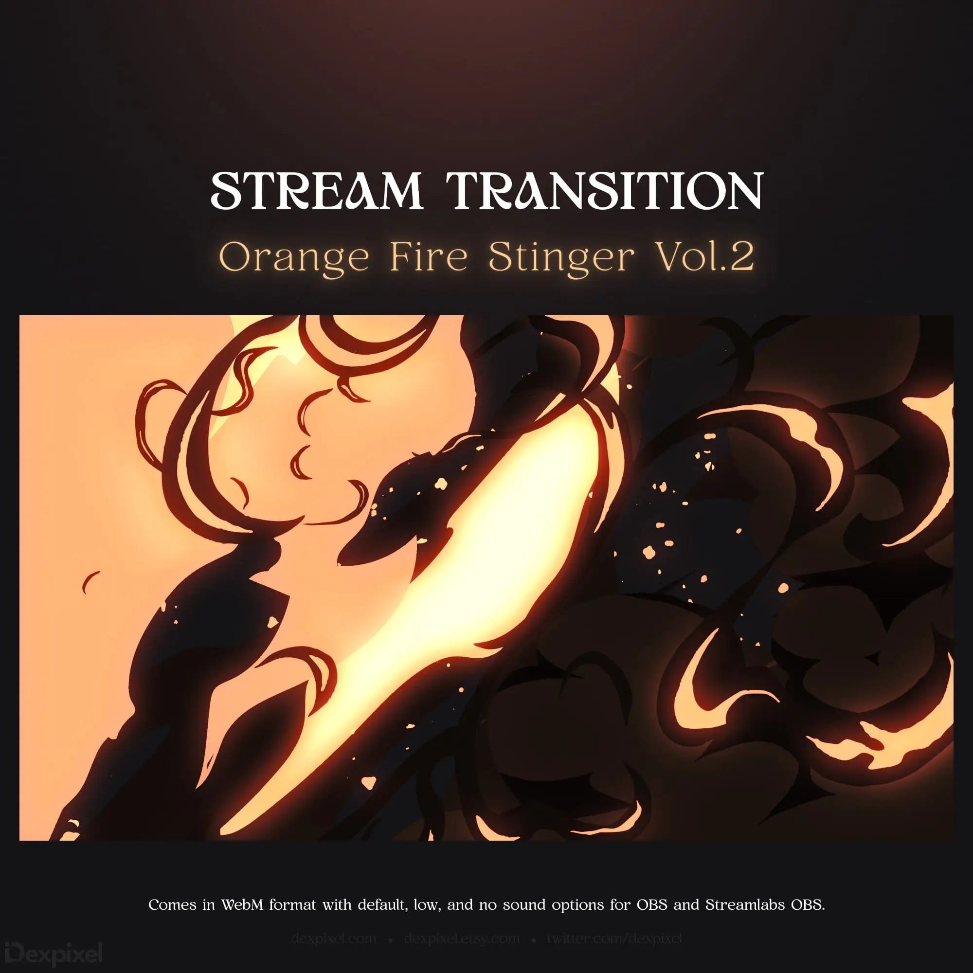 Orange fire stream transition.