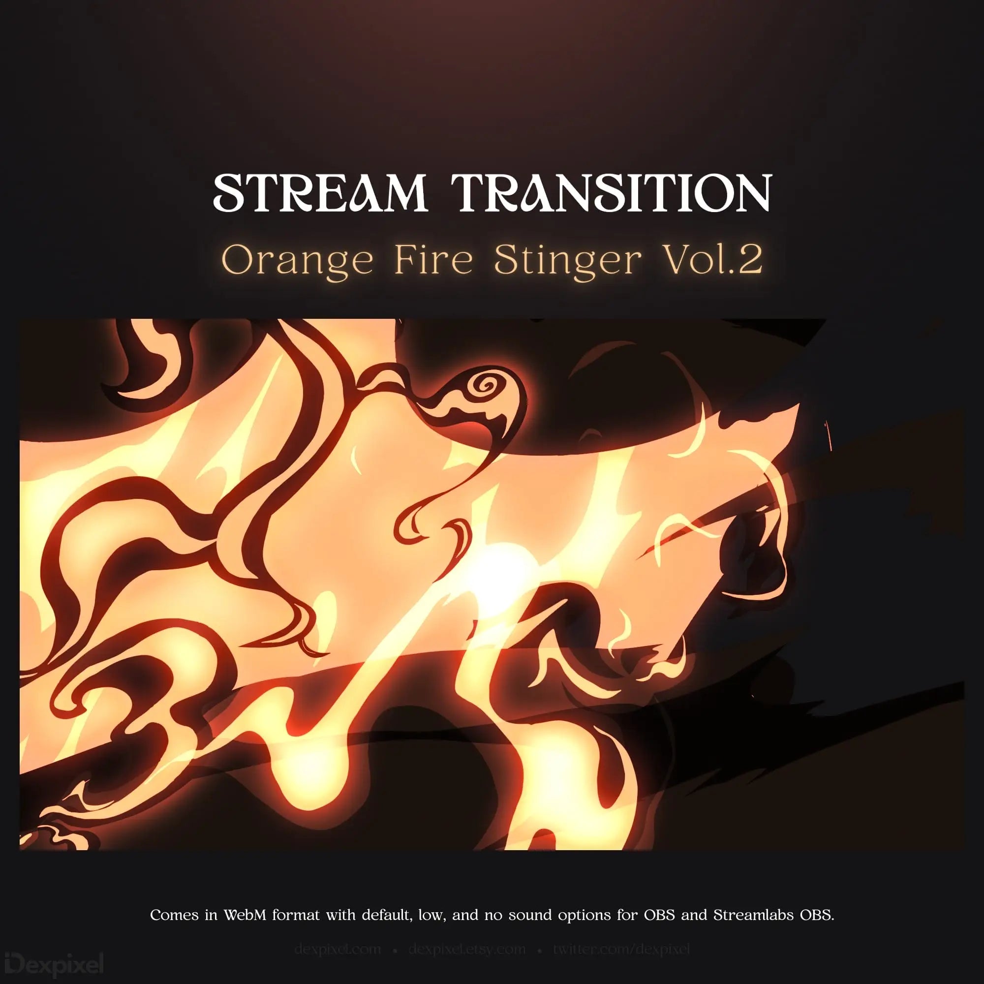 Orange fire stream transition.