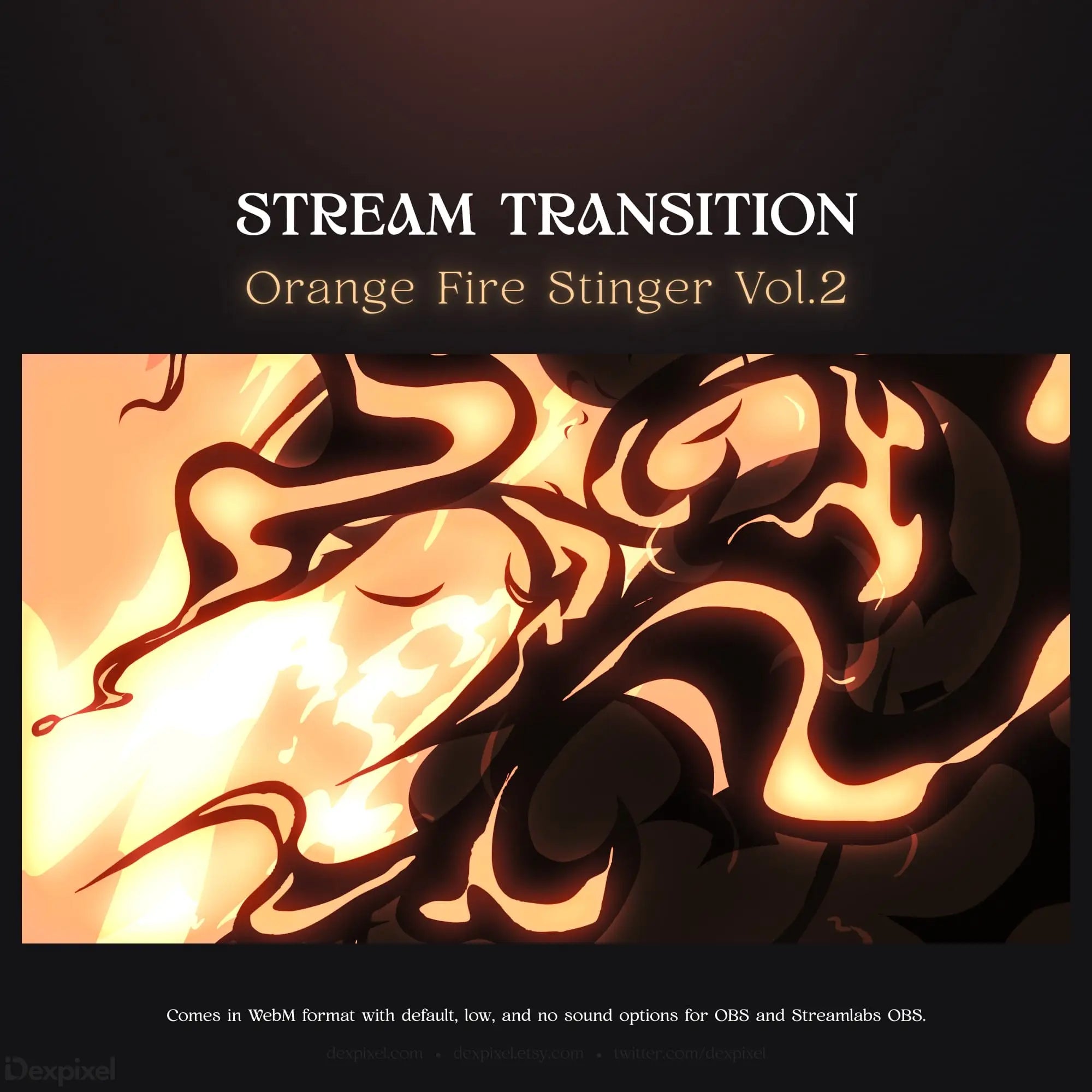 Orange fire stinger stream transition.