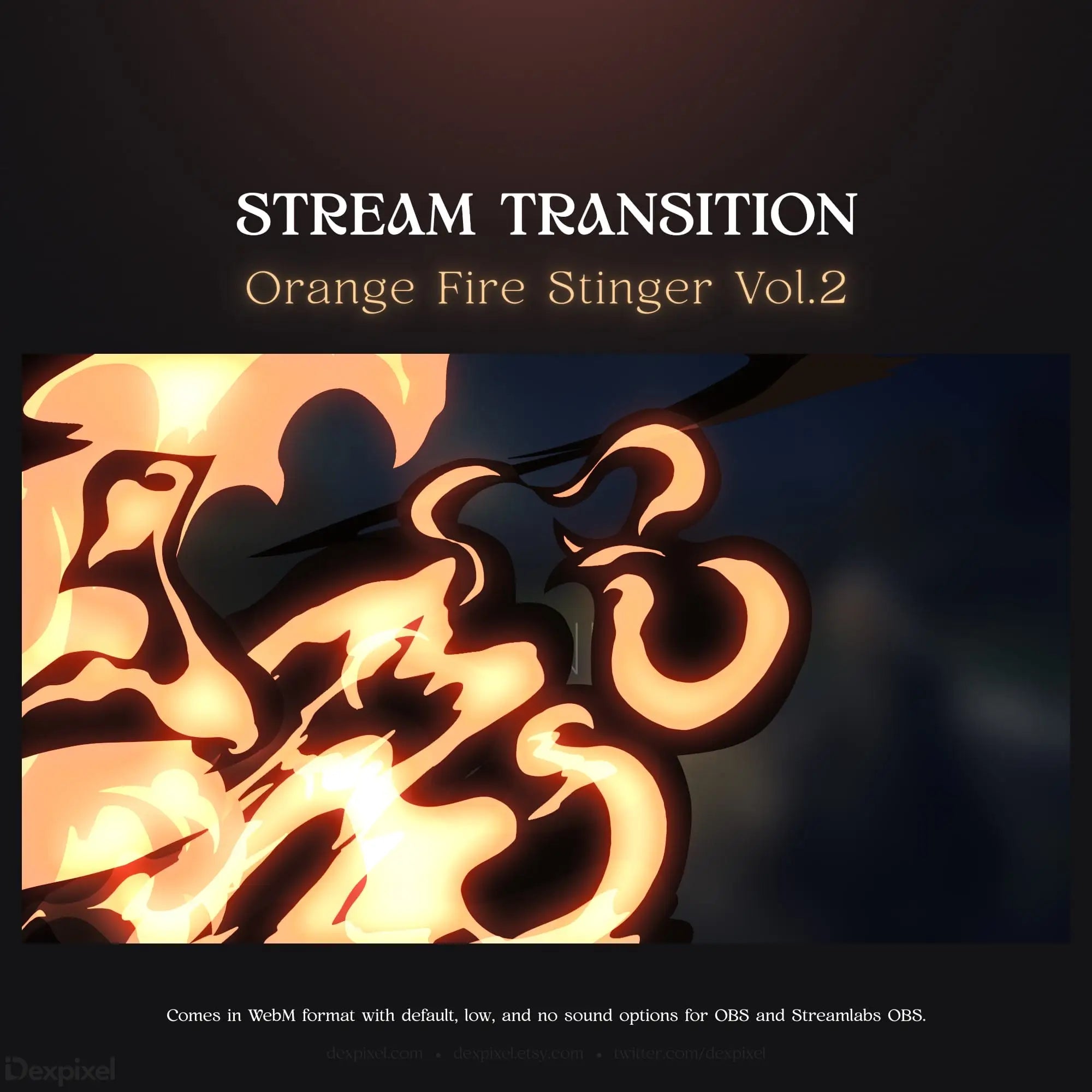 Orange fire stinger stream transition.