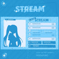 Stream overlay template with an anime-style silhouette design in blue tones.