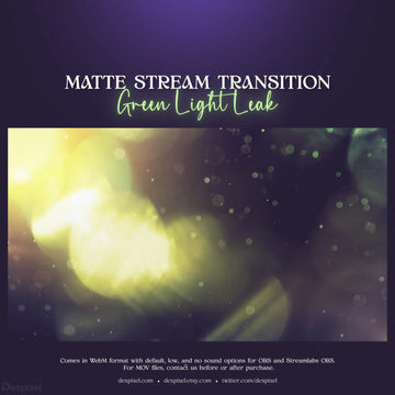 Matte stream transition effect featuring pastel green light and bokeh particles