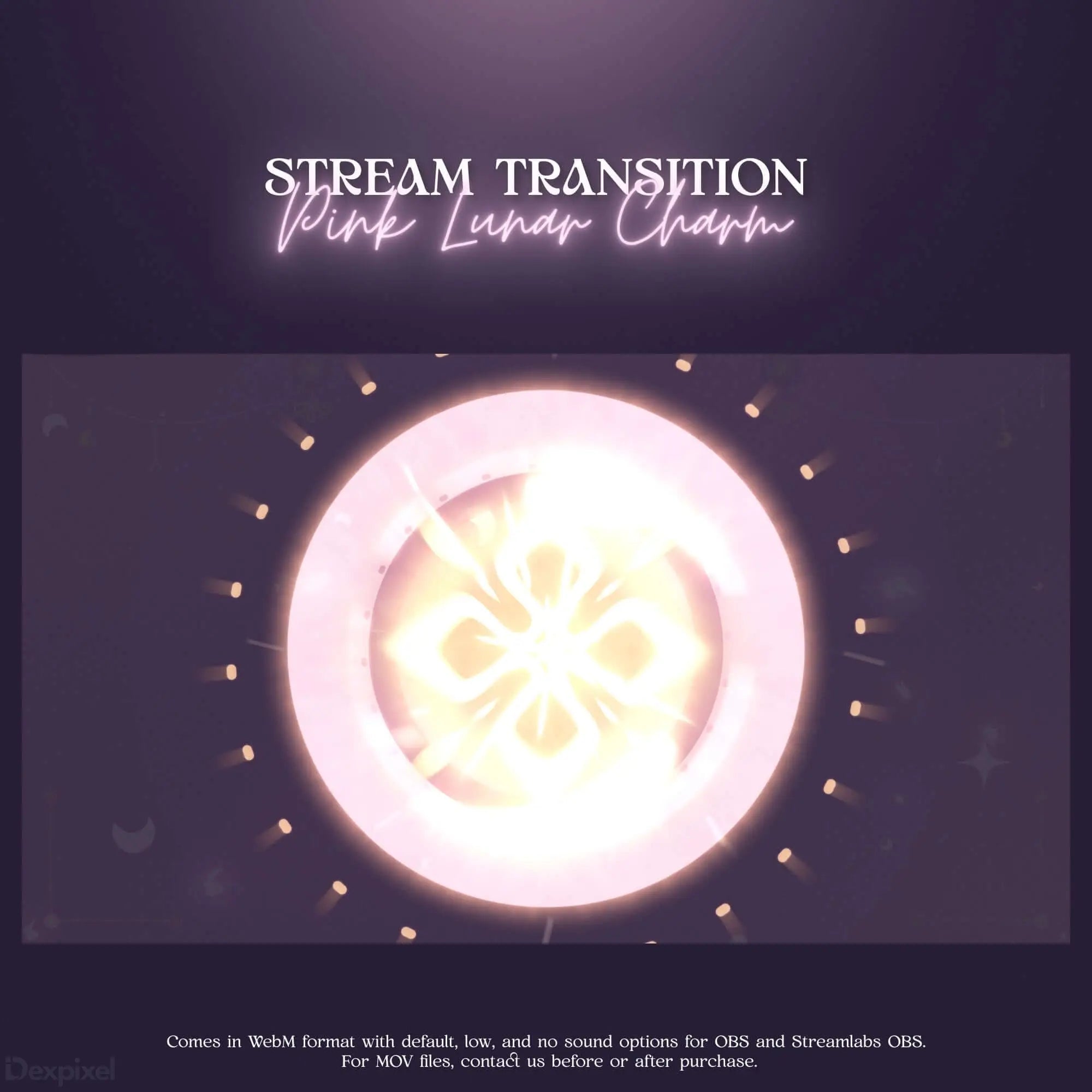 Glowing pink lunar charm with floral pattern in Pastel Pink Lunar Charm Stream Transition