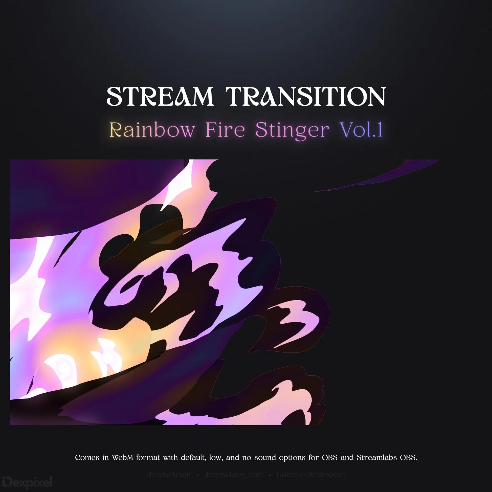 Rainbow fire stream transition.