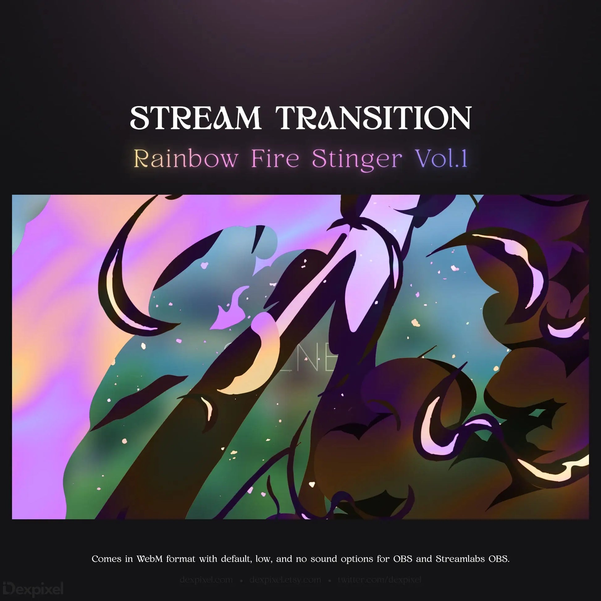 Rainbow fire stream transition.