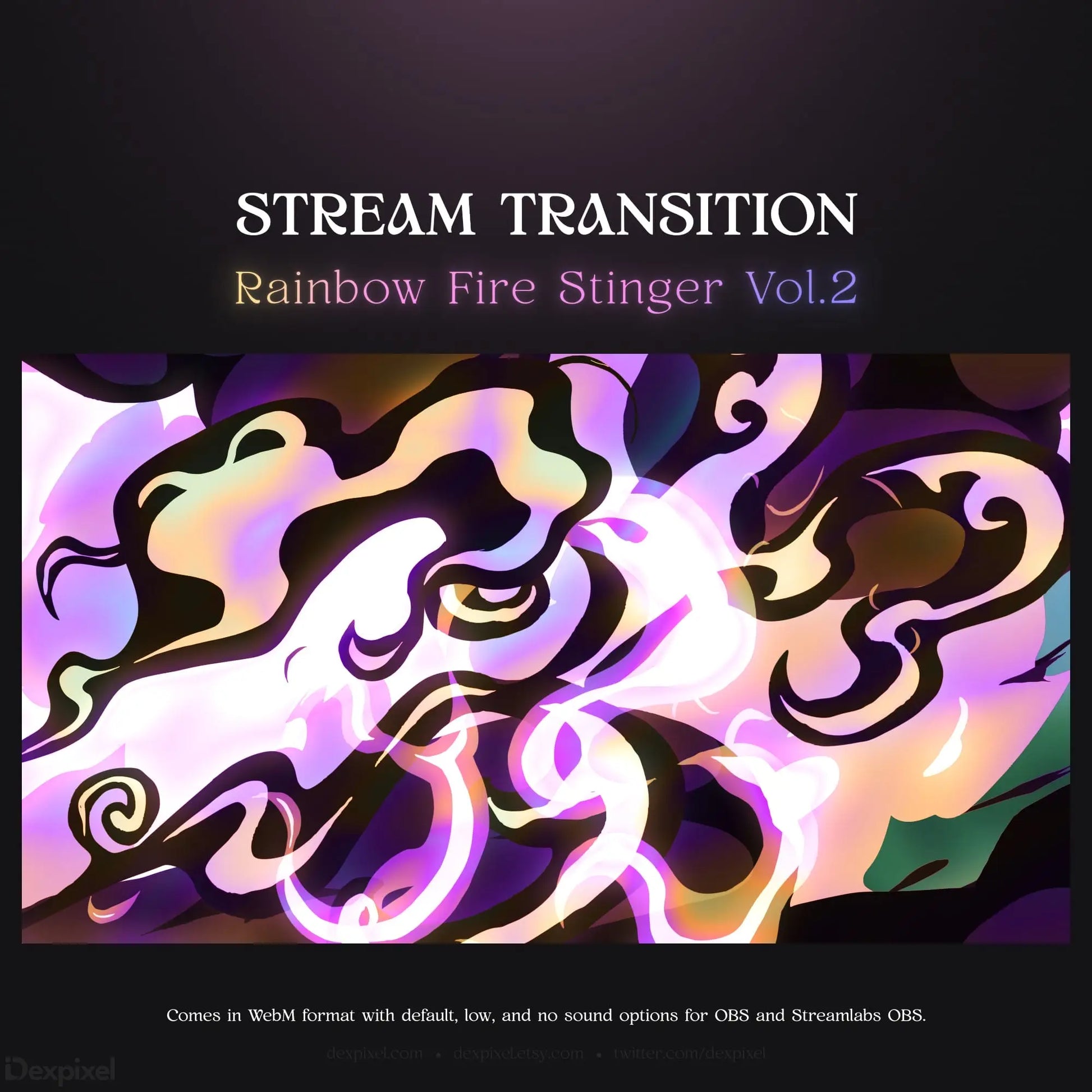 Rainbow fire stream transition.