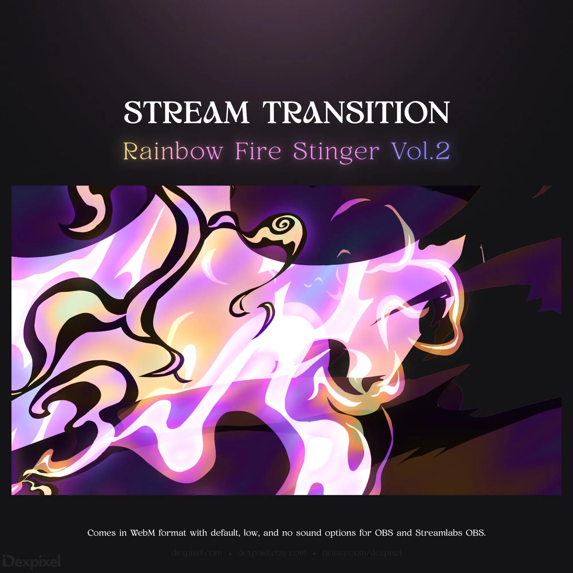 Rainbow fire stream transition.