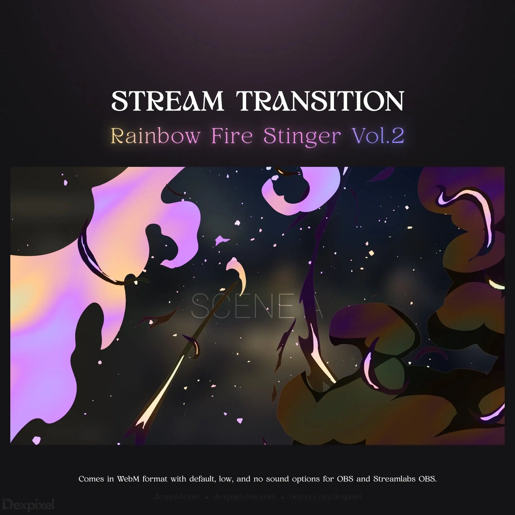 Rainbow fire stream transition.