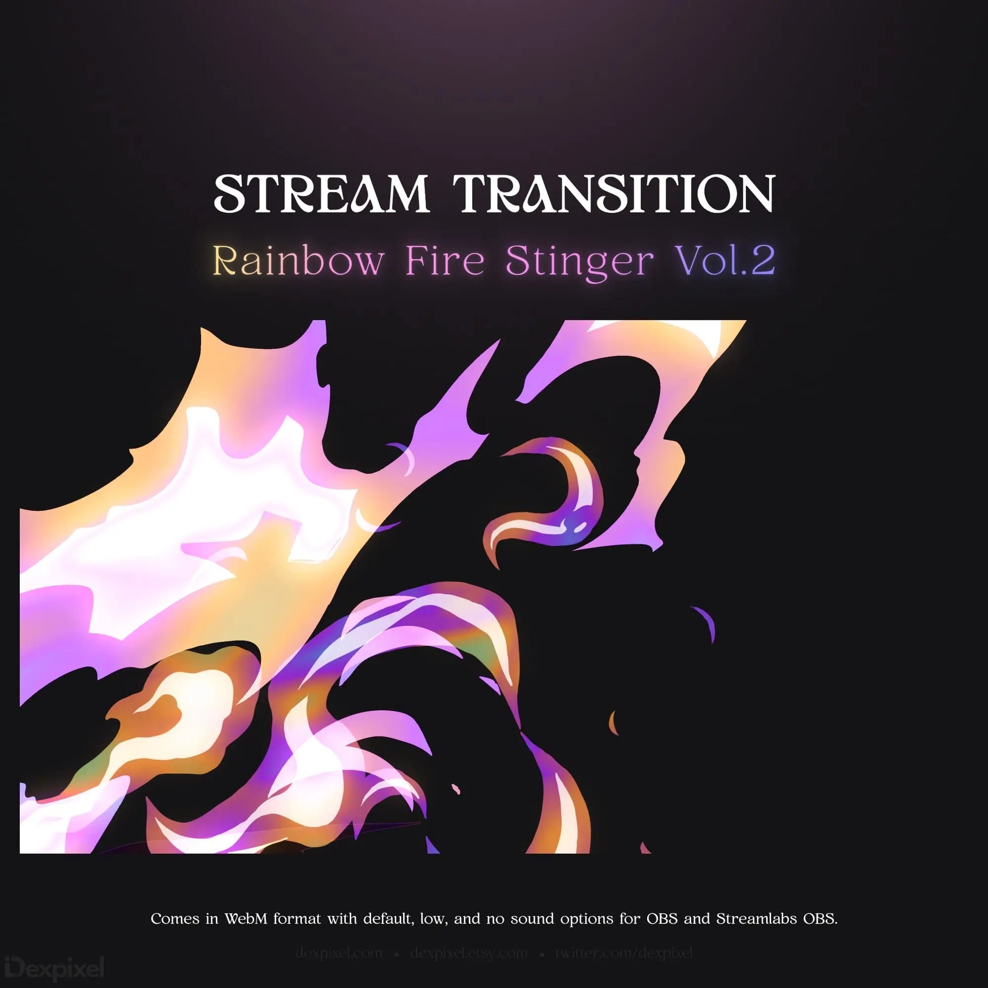 Rainbow fire stream transition.