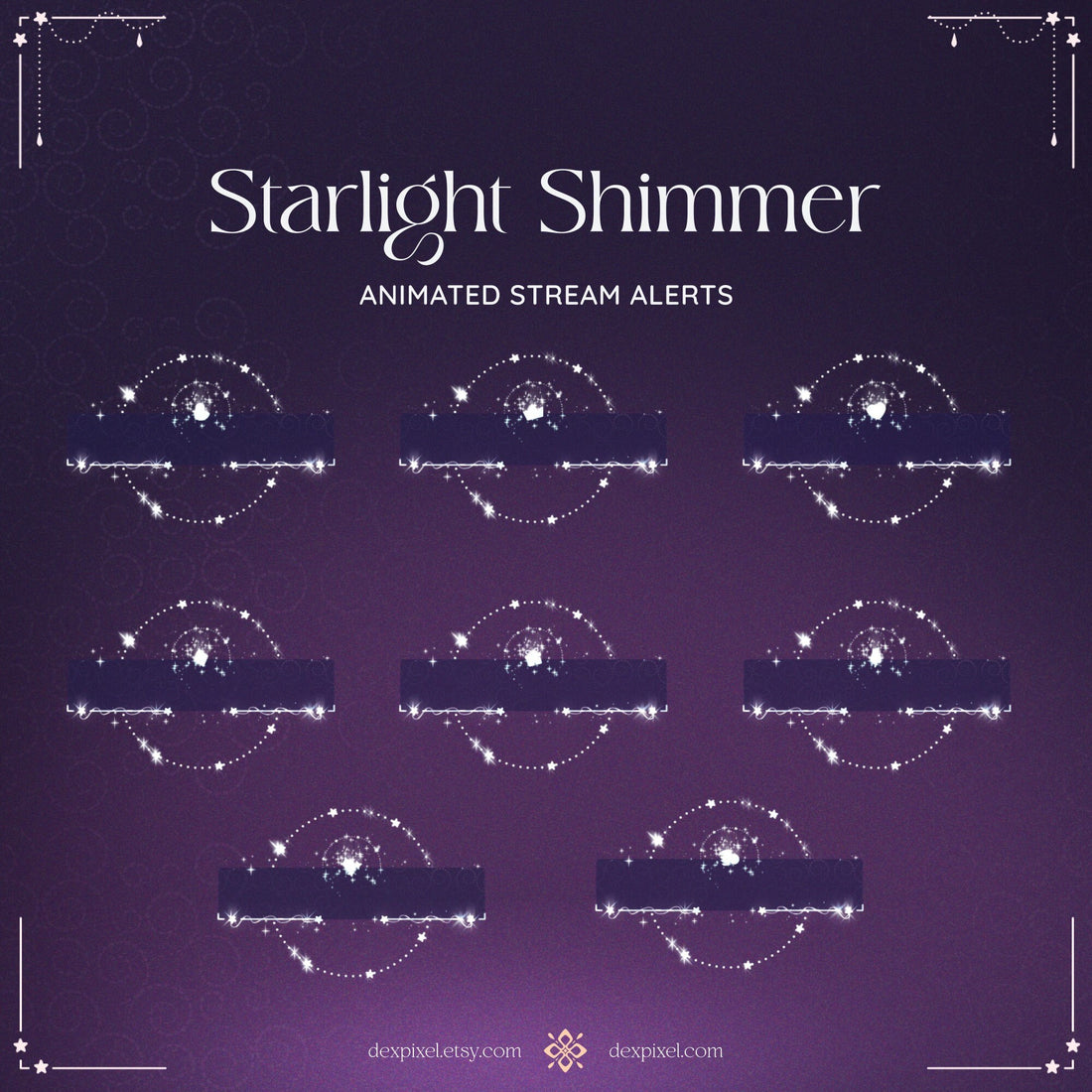 purple shimmer starlight animated stream alerts
