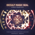 Glowing mystical seal with geometric patterns and arcane symbols arranged in concentric circles.