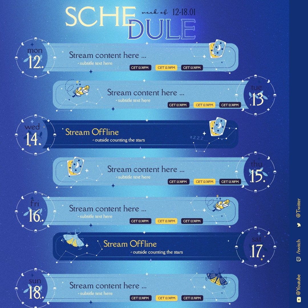 stream schedule for vtubers and streamers