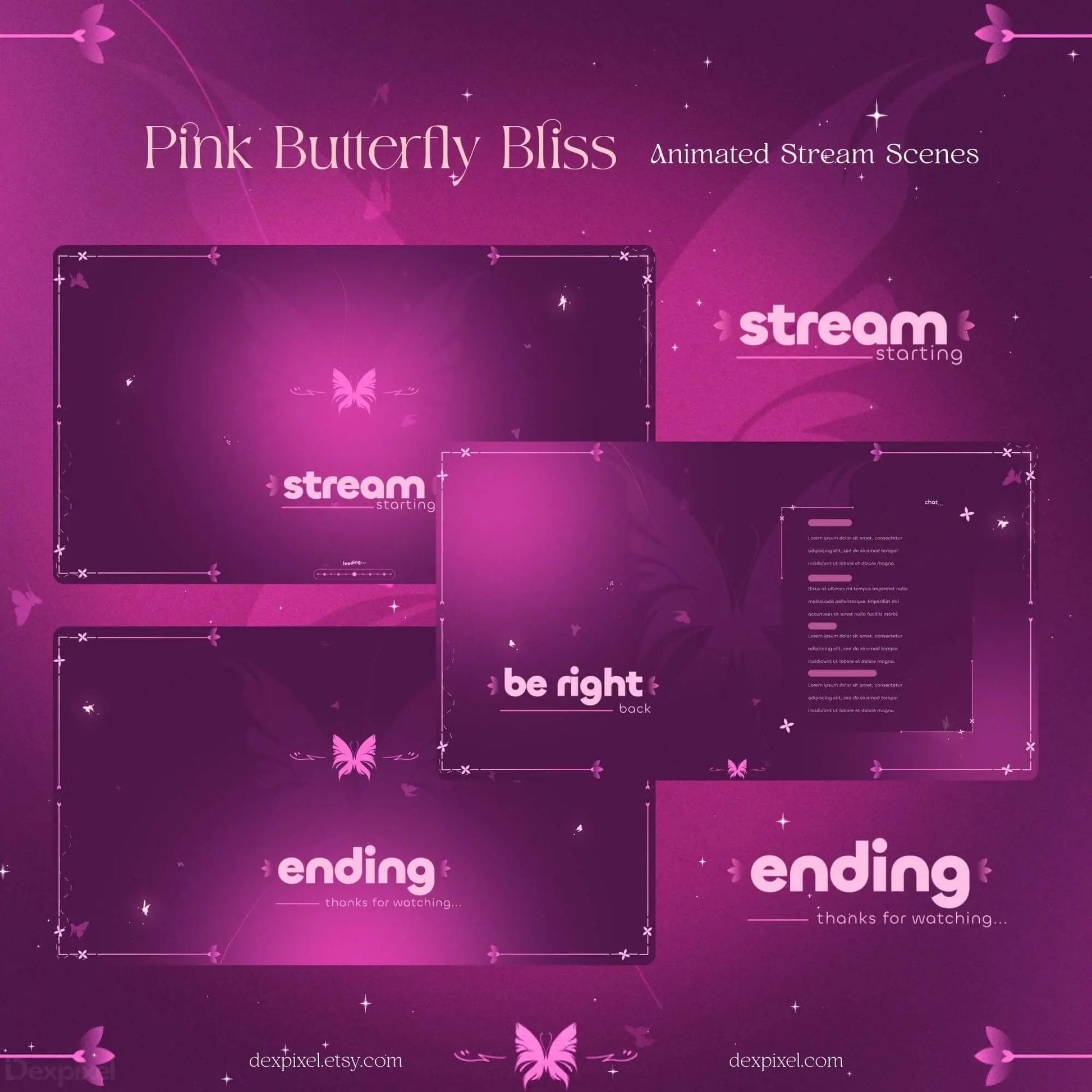 butterfly animated backgrounds stream pack