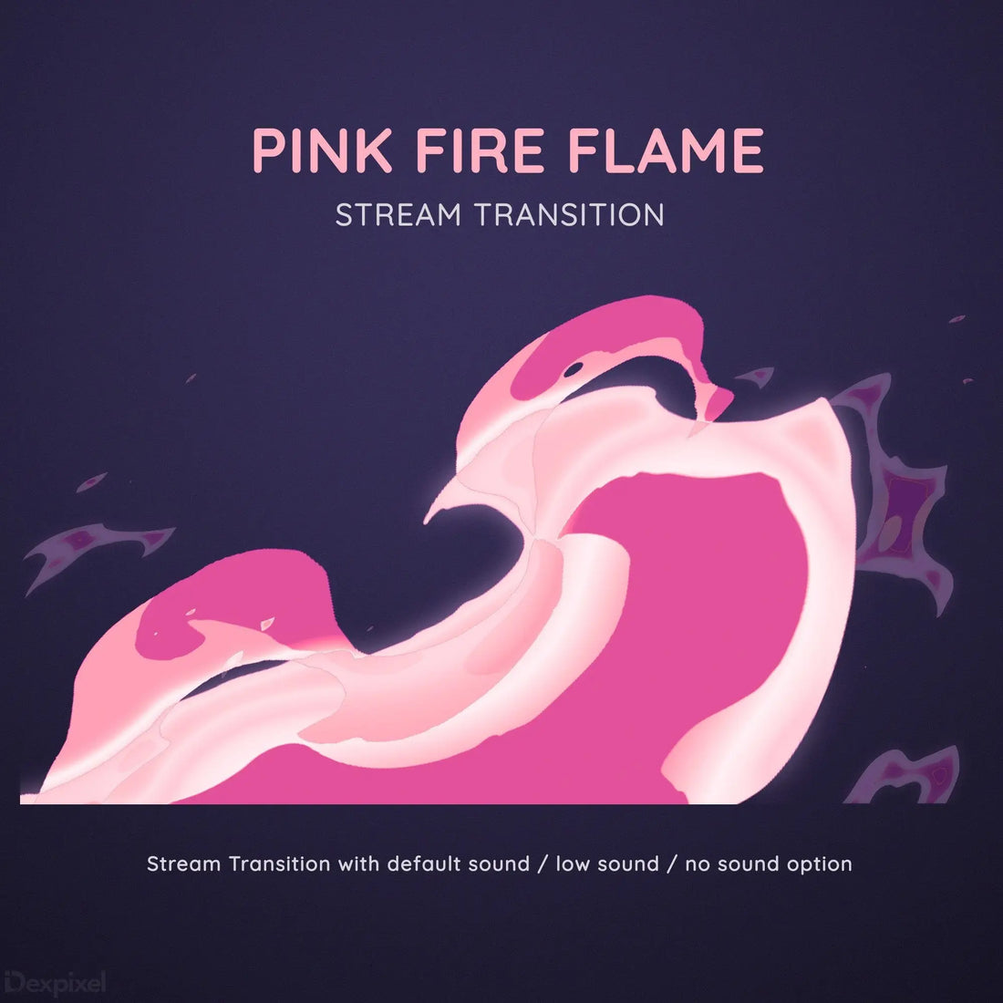 Pink and black flame animation transition overlay for streaming content.