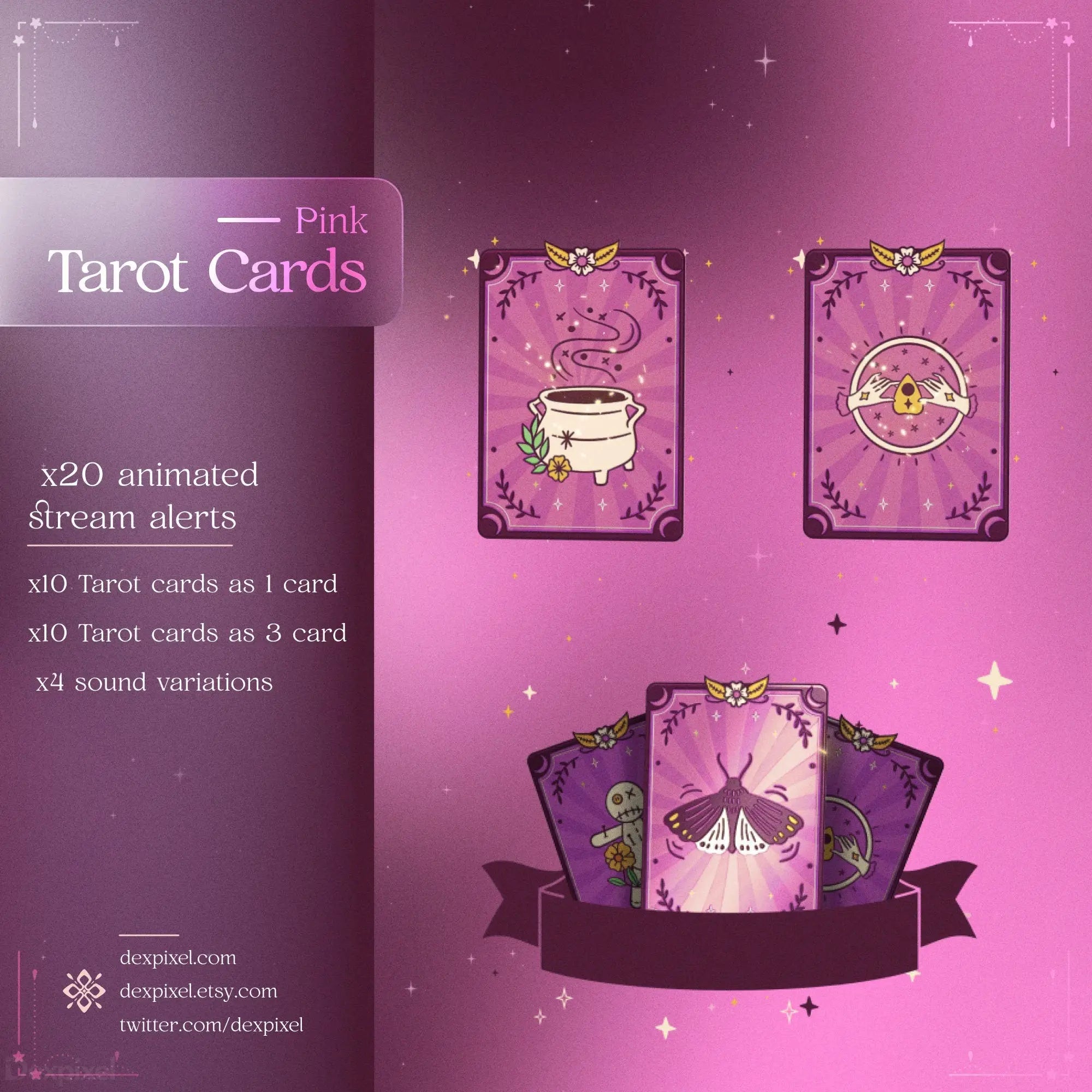 pink gold tarot cards stream alerts