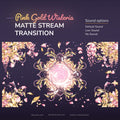 A digital animation or stream transition featuring pink and gold wisteria flowers and leaves, with a glowing central mandala design, and sound options.