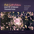 A digital graphic featuring pink and gold floral elements for a stream transition.
