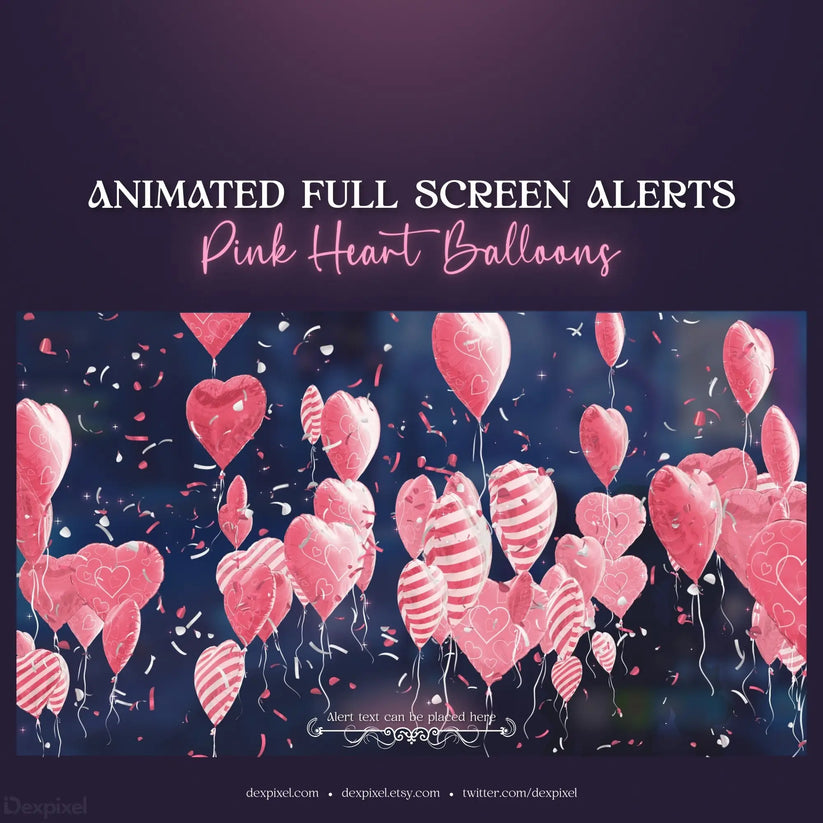 Pink Heart Balloons Stream Alerts