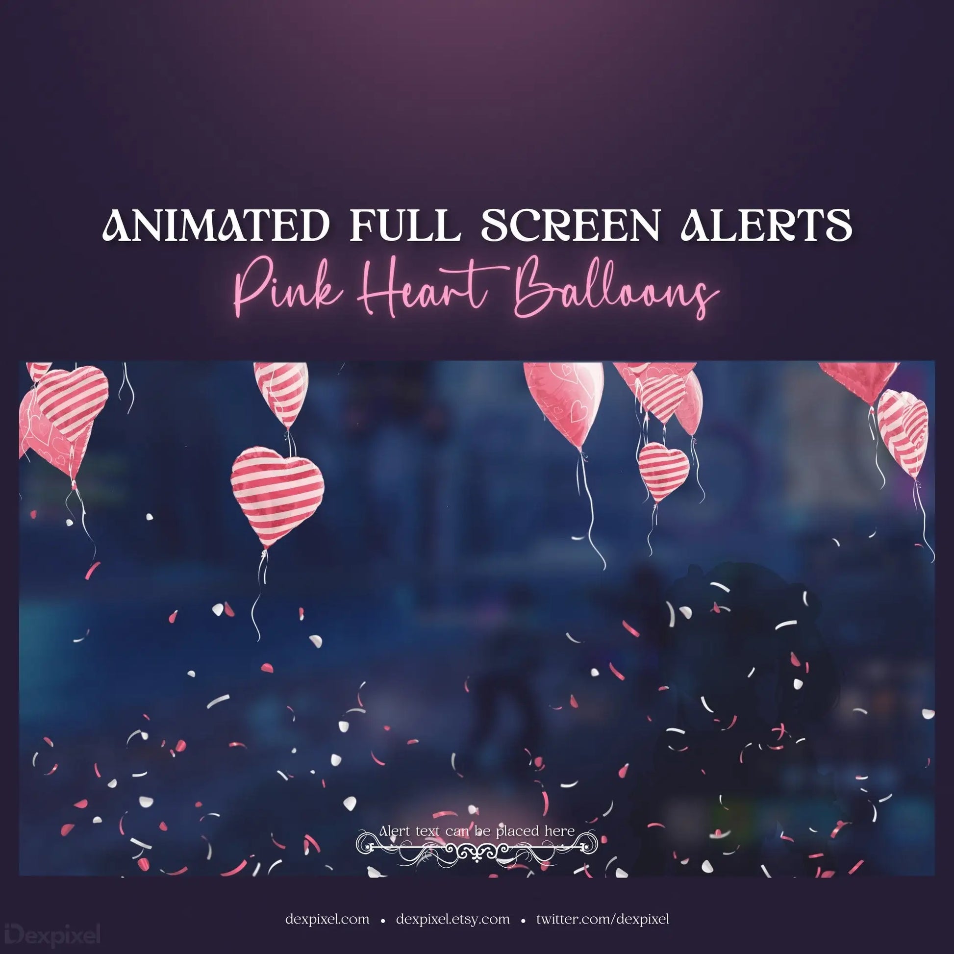 Pink heart-shaped balloons floating with striped patterns.