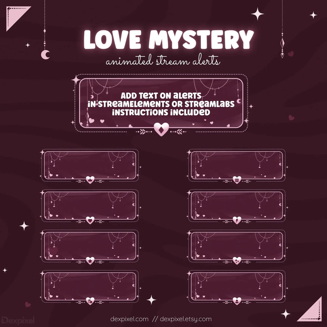 pink celestial love mystery animated stream alerts